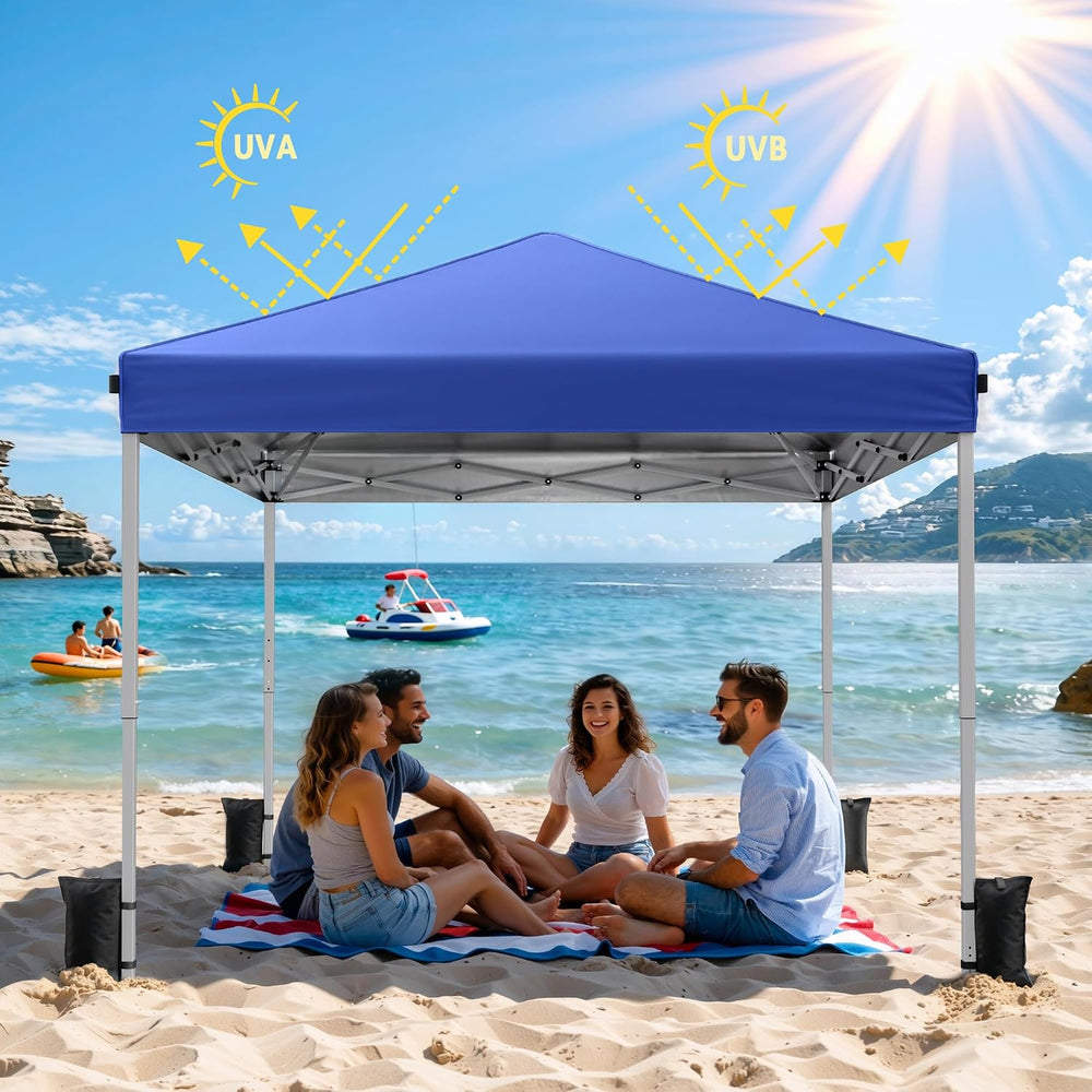 10x10 Pop Up Canopy Tent with One-Push Center Lock,Blue