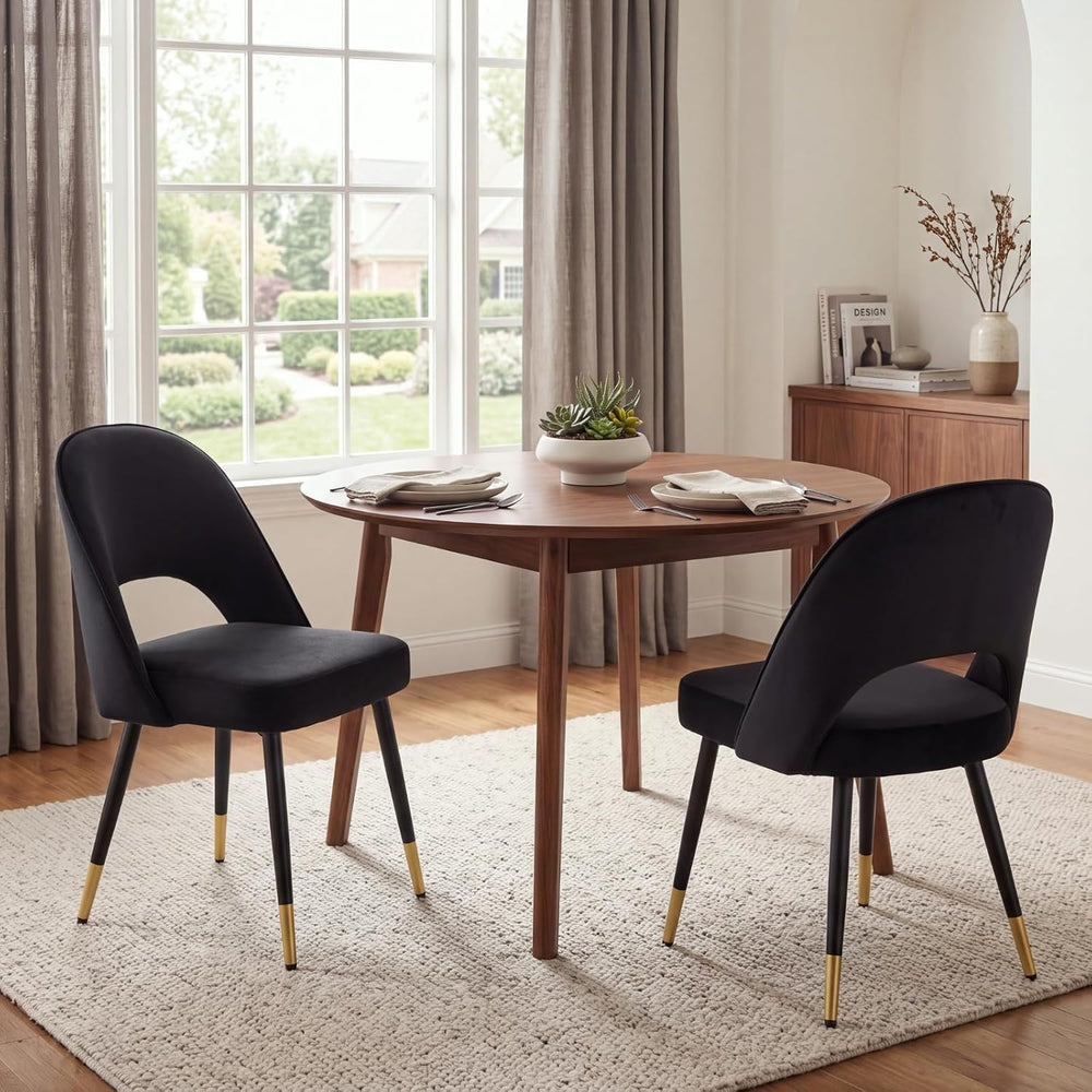 DUOMAY Modern Dining Chair Set of 6 with Open Back, Velvet Upholstered Armles...