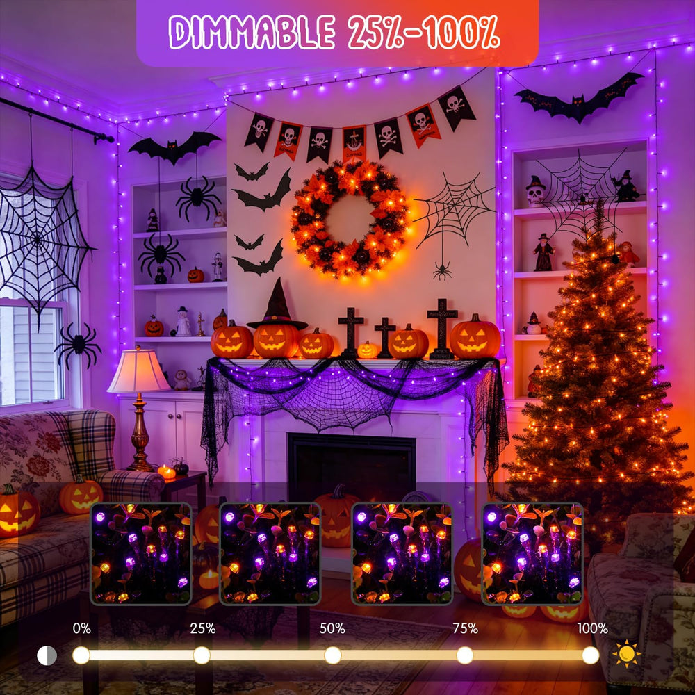 JMEXSUSS 500 LED Halloween Lights Outdoor Orange and Purple with Remote