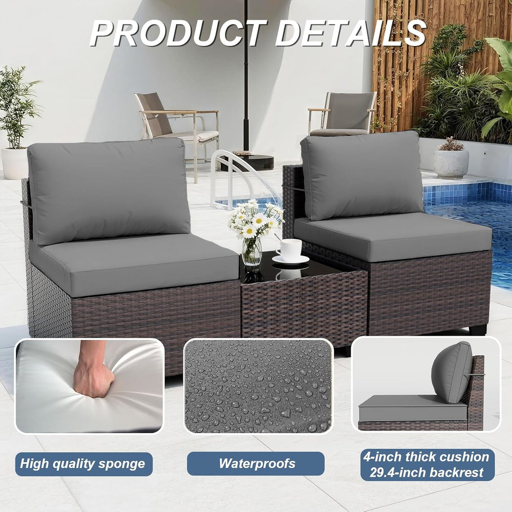 ALAULM Patio Furniture Set with Coffee Table, 9 Pieces Outdoor Sectional with...