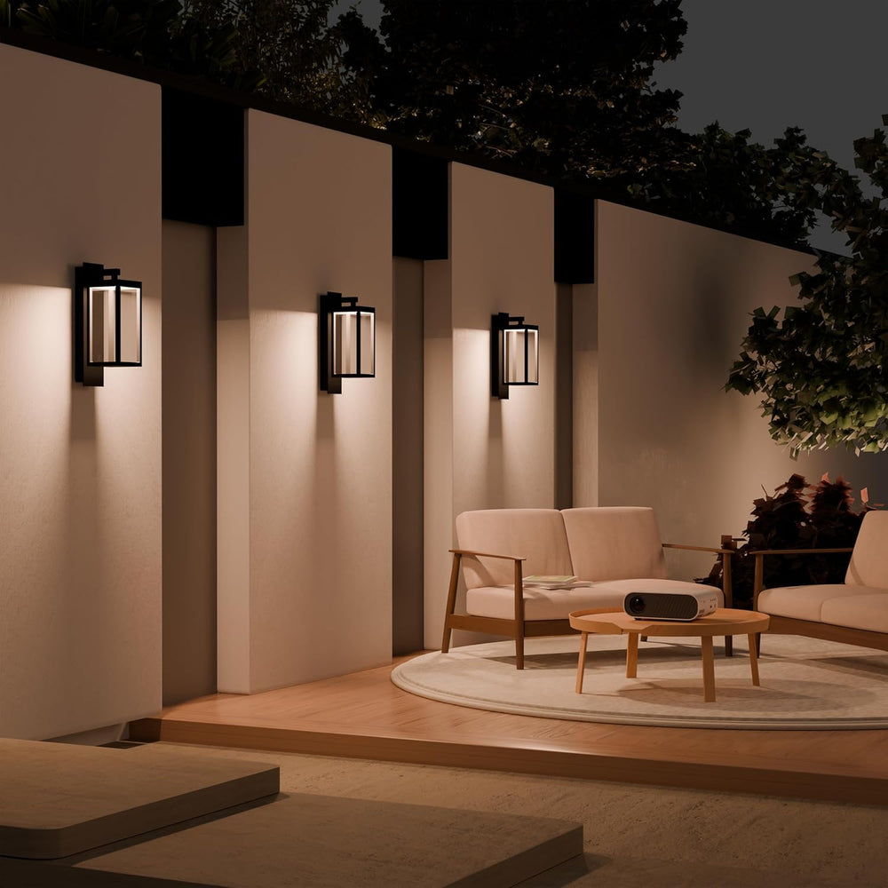 Modern Motion Sensor Outdoor Wall Light Sconce with Glass, 850LM LED, IP65 Wa...