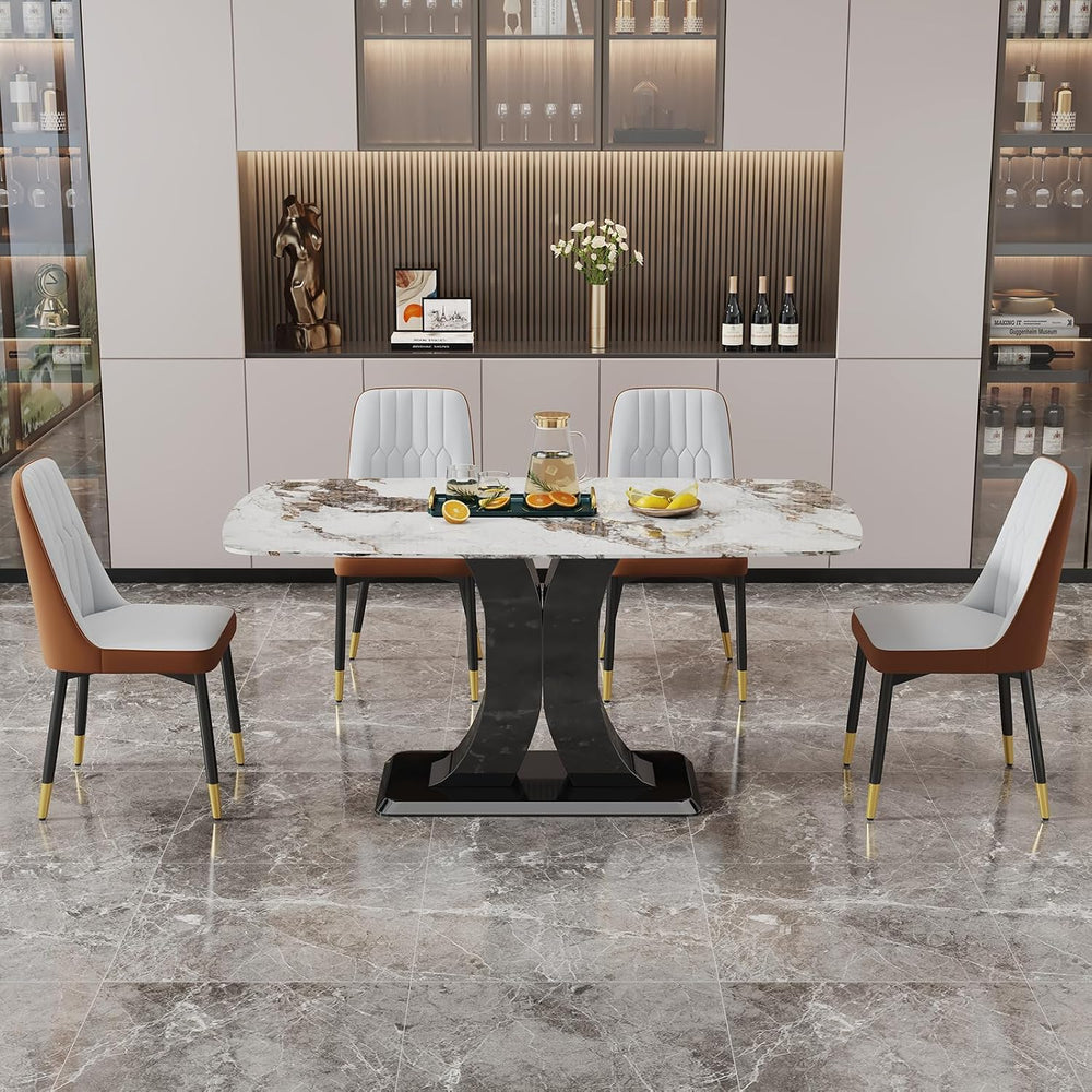 Ebullient Modern Dining Chairs Set of 2, Armless PU Leather Upholstered Seat ...