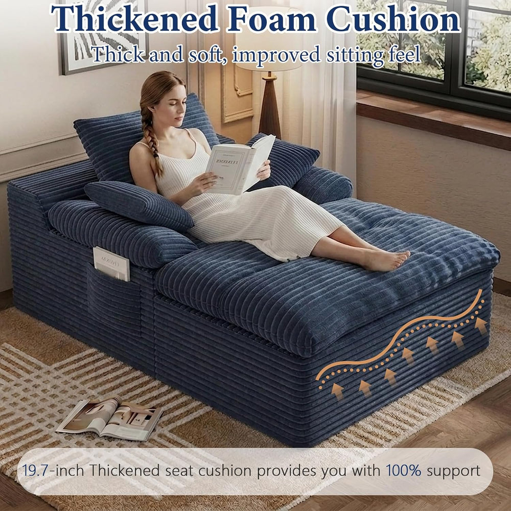 65" Chaise Lounge Chair Indoor, Oversized Boneless Chaise Lounge | No As...