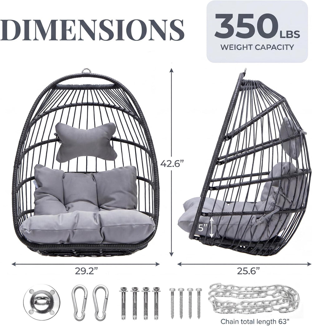 BULEXYARD Outdoor Swing Egg Chair no Stand, Patio Hanging Egg Chair