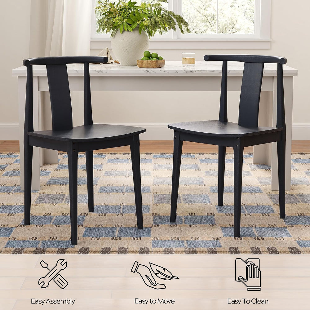 EYYTHUNG Wood Dining Chairs Set of 4, Farmhouse Kitchen Chairs with Curved Ba...