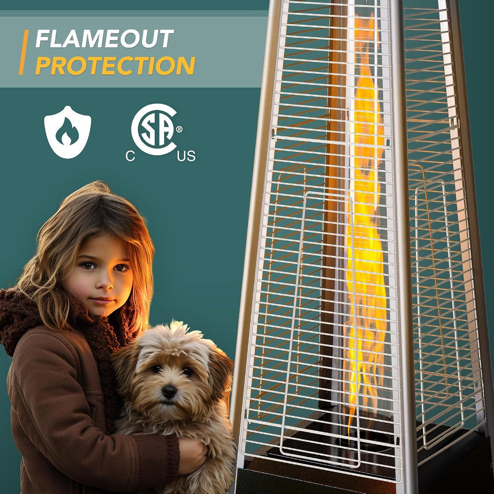 Pamapic 89" Pyramid Patio Heater Outdoor, Propane Flame Tower with Quart...