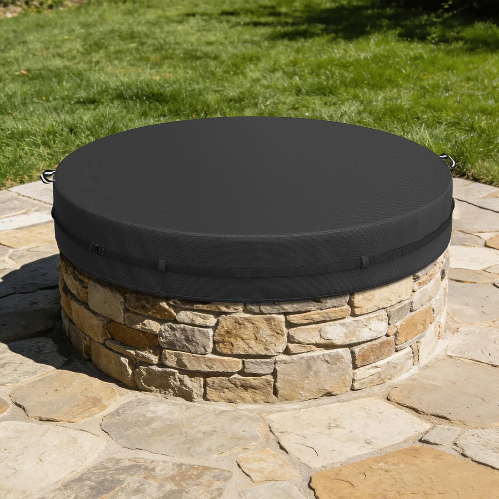 COSHNIBI Outdoor Round Built in Stone Fire Pit Cover,Heavy Duty Waterproof Fi...