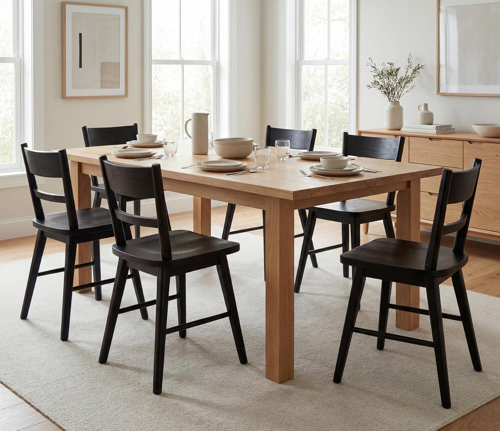 CIMOTA Black Dining Chairs Set of 6, Farmhouse Wood Dining Chairs Ladder Back...