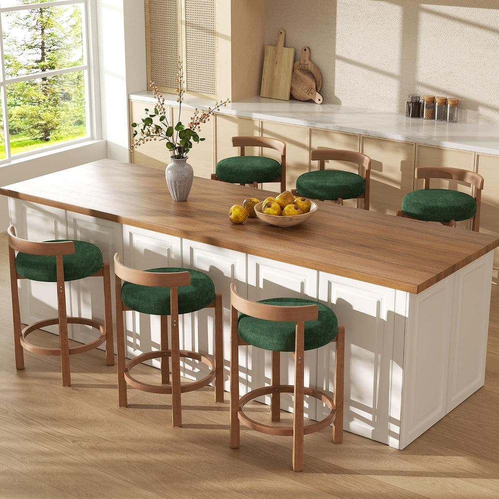 Bar Stools Set of 4, 26" Upholstered Counter Height Bar Chairs, Mid Cent...