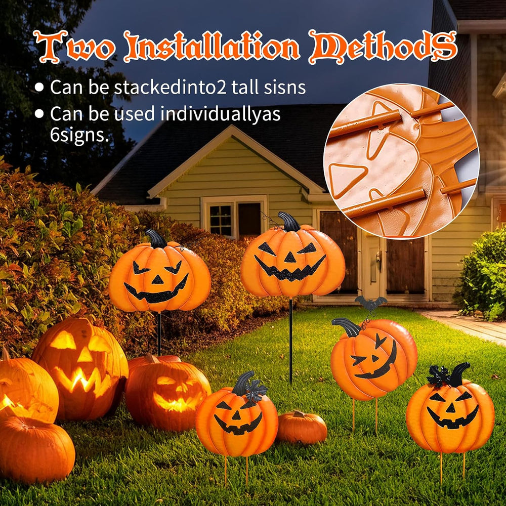 2 Pack Halloween/Thanksgiving Garden Stakes, Outdoor Party Décor Stacked Meta...