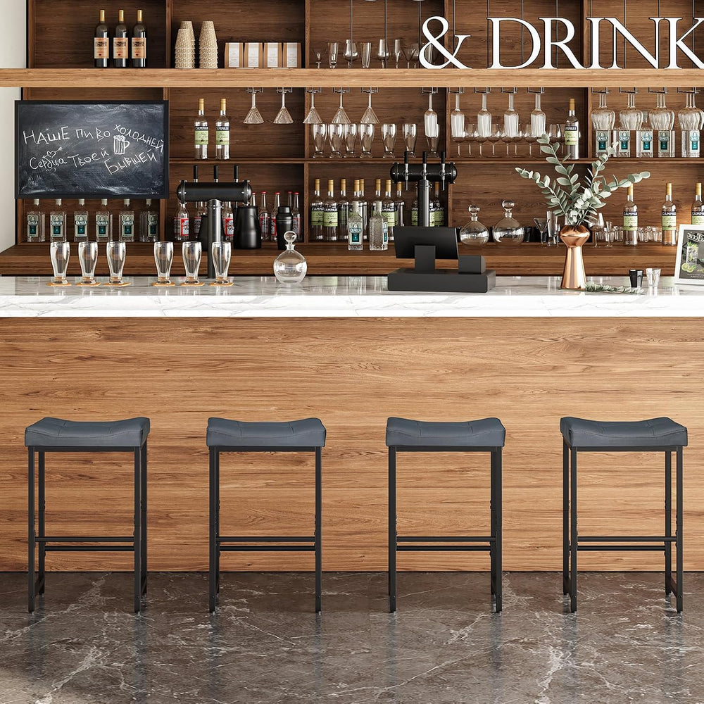 HOOBRO Barstools,25.4" Saddle Stools with PU Upholstery, Counter Height ...