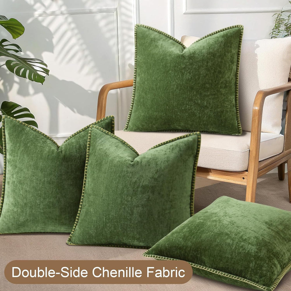 decorUhome Fall Soft Decorative Chenille Throw Pillow Covers 18x18 Set of 4