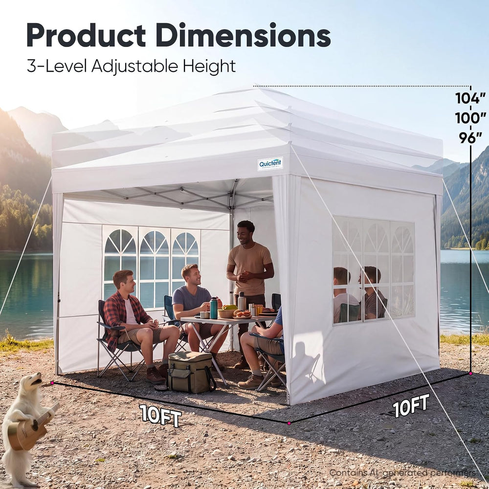 Quictent 10x10 Pop Up Canopy Tent with 3 Sidewalls