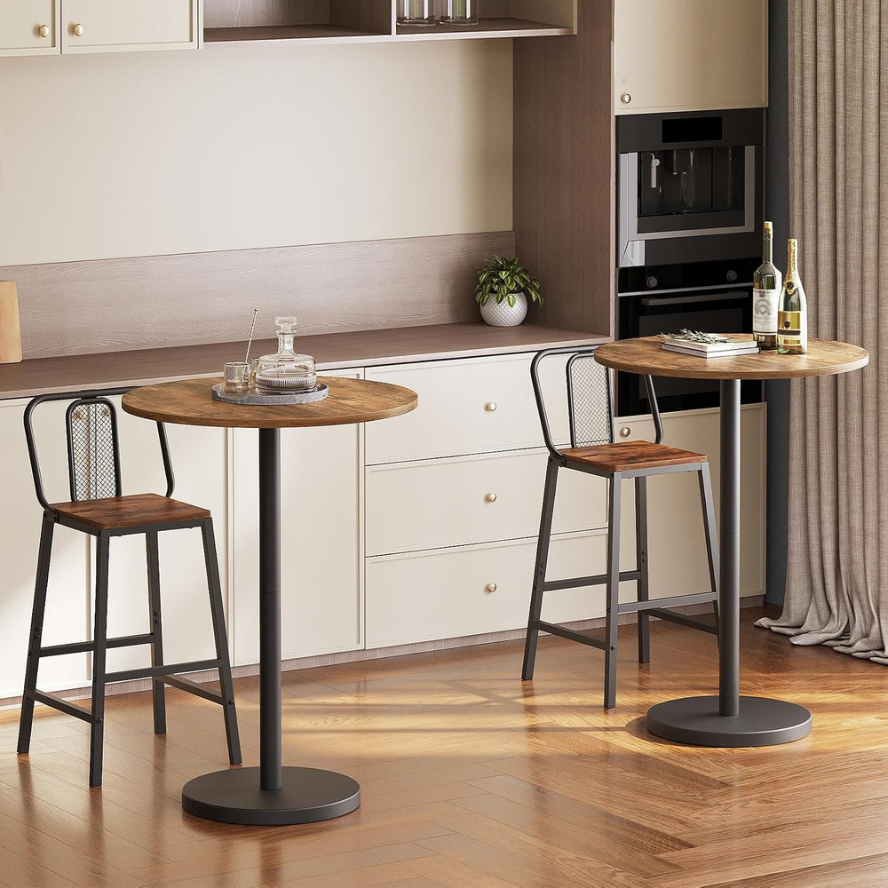 YATINEY Bar Table, Round Bar Table Set of 2, Counter Height Table, Pub Cockta...