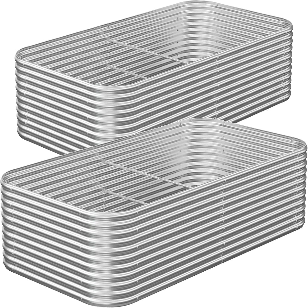 2 Pack Tall 8FT Corrugated Galvanized Steel Raised Garden Bed Outdoor, Metal ...