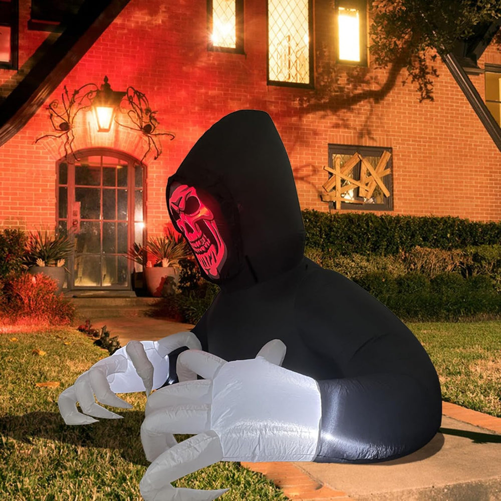 6.8FT Width Inflatables Grim Reaper Outdoor Halloween Decoration Blow Up for ...