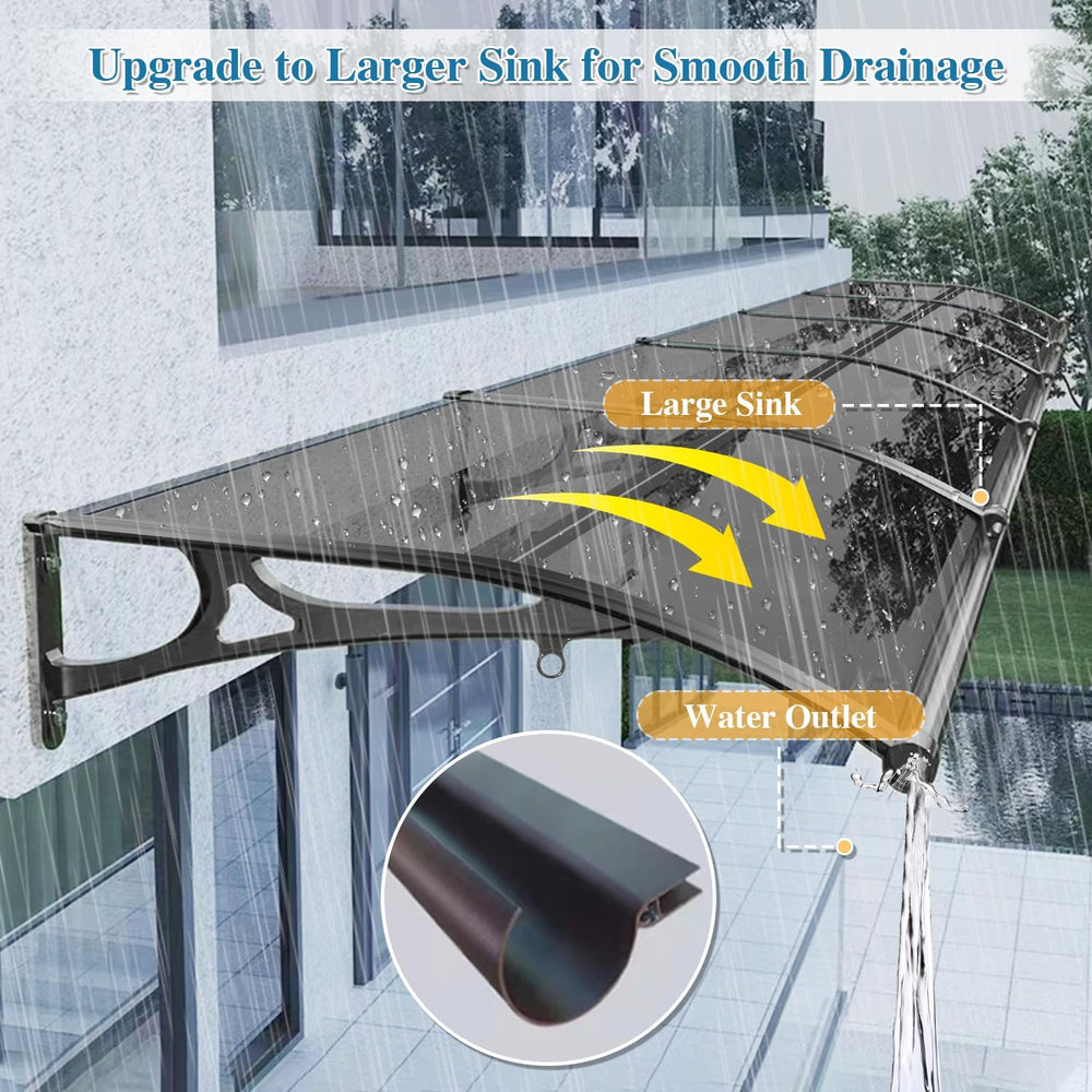 Window Awnings Exterior UV Rain & Snow Protection with Aluminum Bracket D...