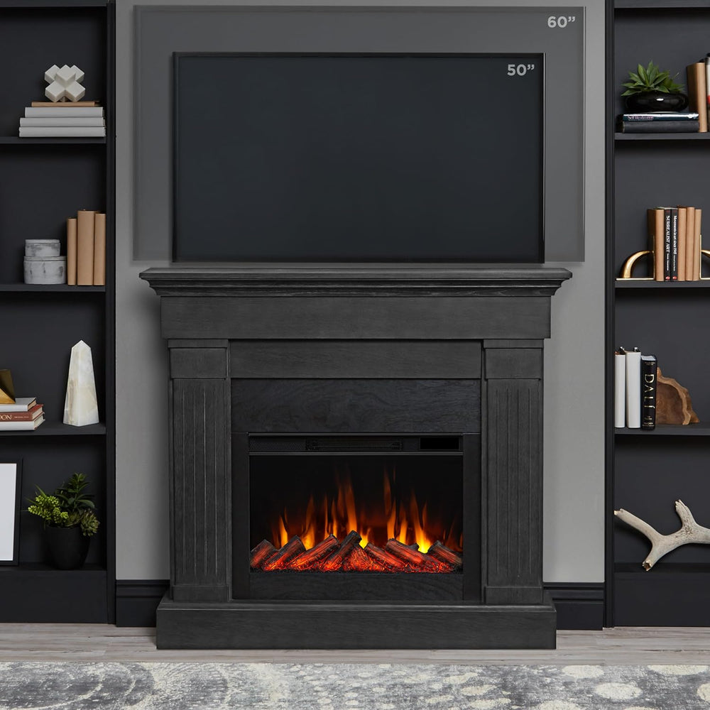 Real Flame Crawford Slim Indoor Electric Fireplace with Mantel for Living Roo...