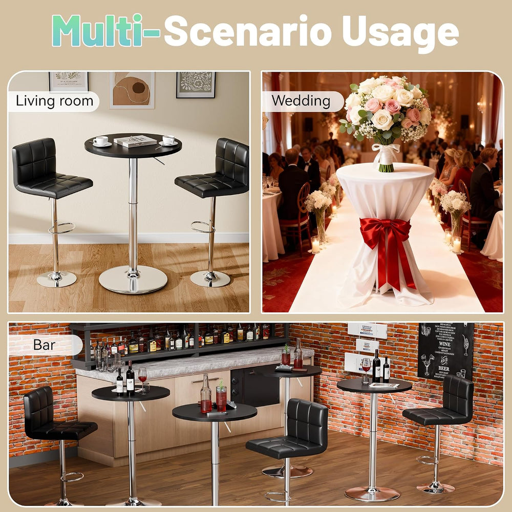 Furmax Bistro Pub Table Height Adjustable Round Bar Table 27.4-36 Inches, 360...