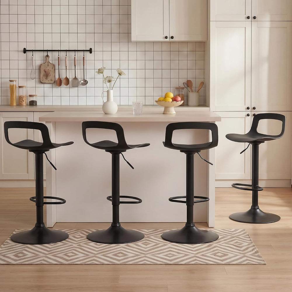 GOTMINSI Modern Adjustable Bar Stool - 300 lbs Capacity, Waterproof PP Seat, ...