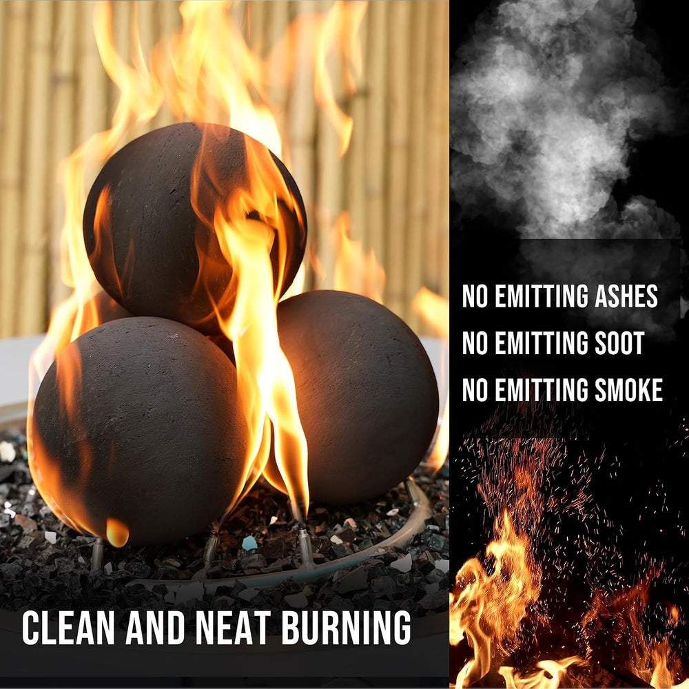 Skyflame 6 Inch Black Round Fire Stones Reusable Fire Pit Balls
