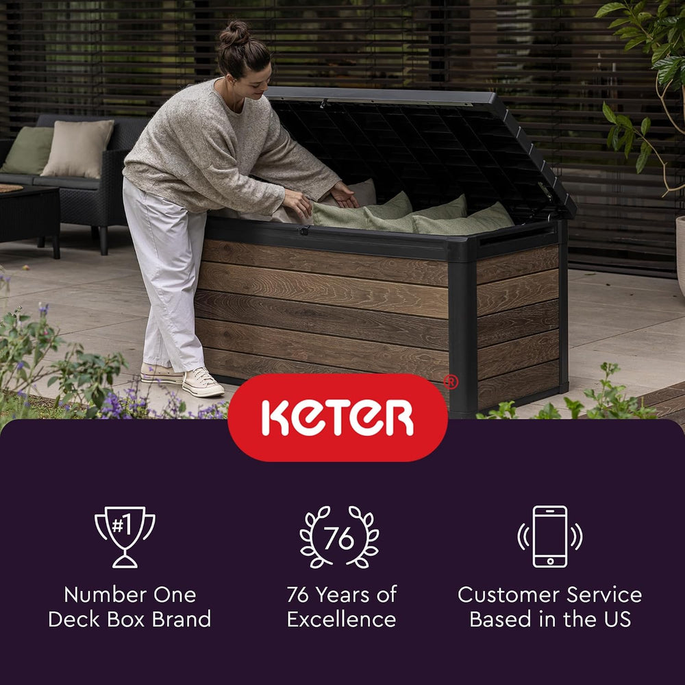 Keter City 30 Gal Outdoor Storage Box and Patio Side Table