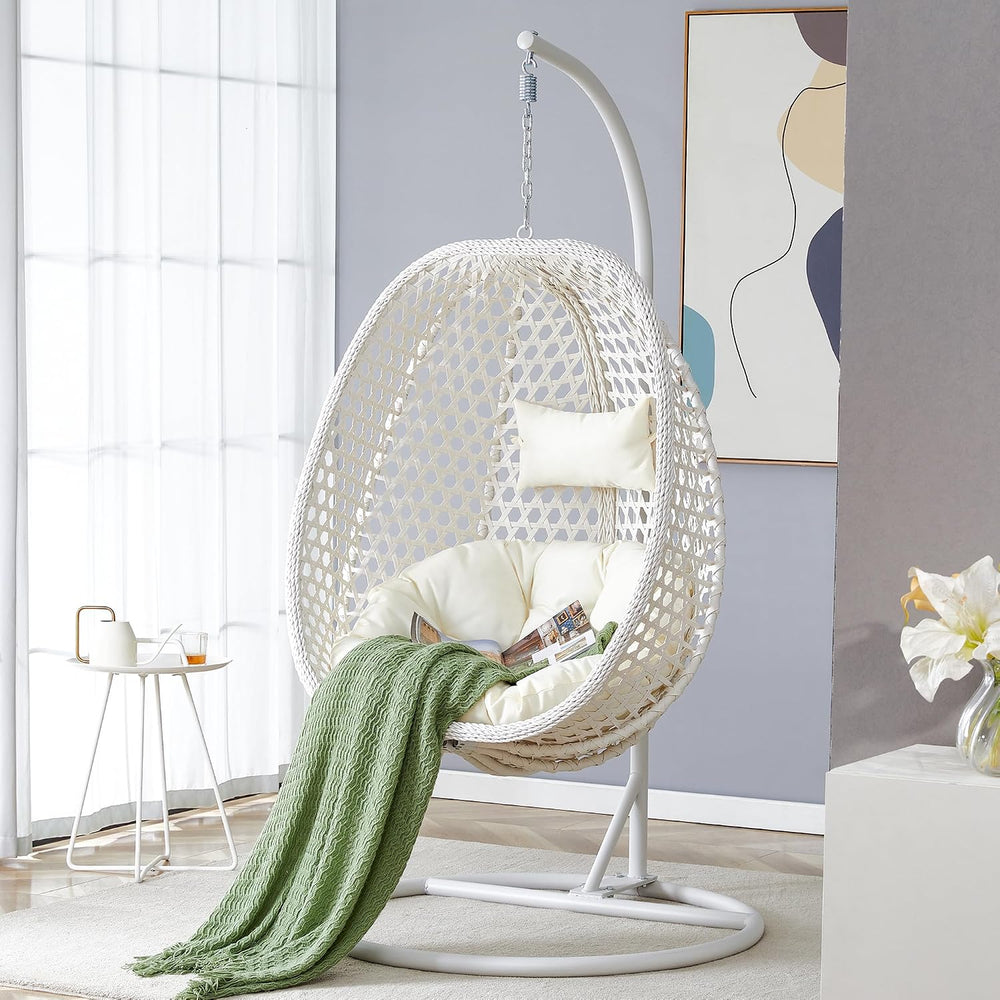 NYEESS Egg Swing Chair with Stand, Rattan Hanging Egg Chair, Hammock Chair