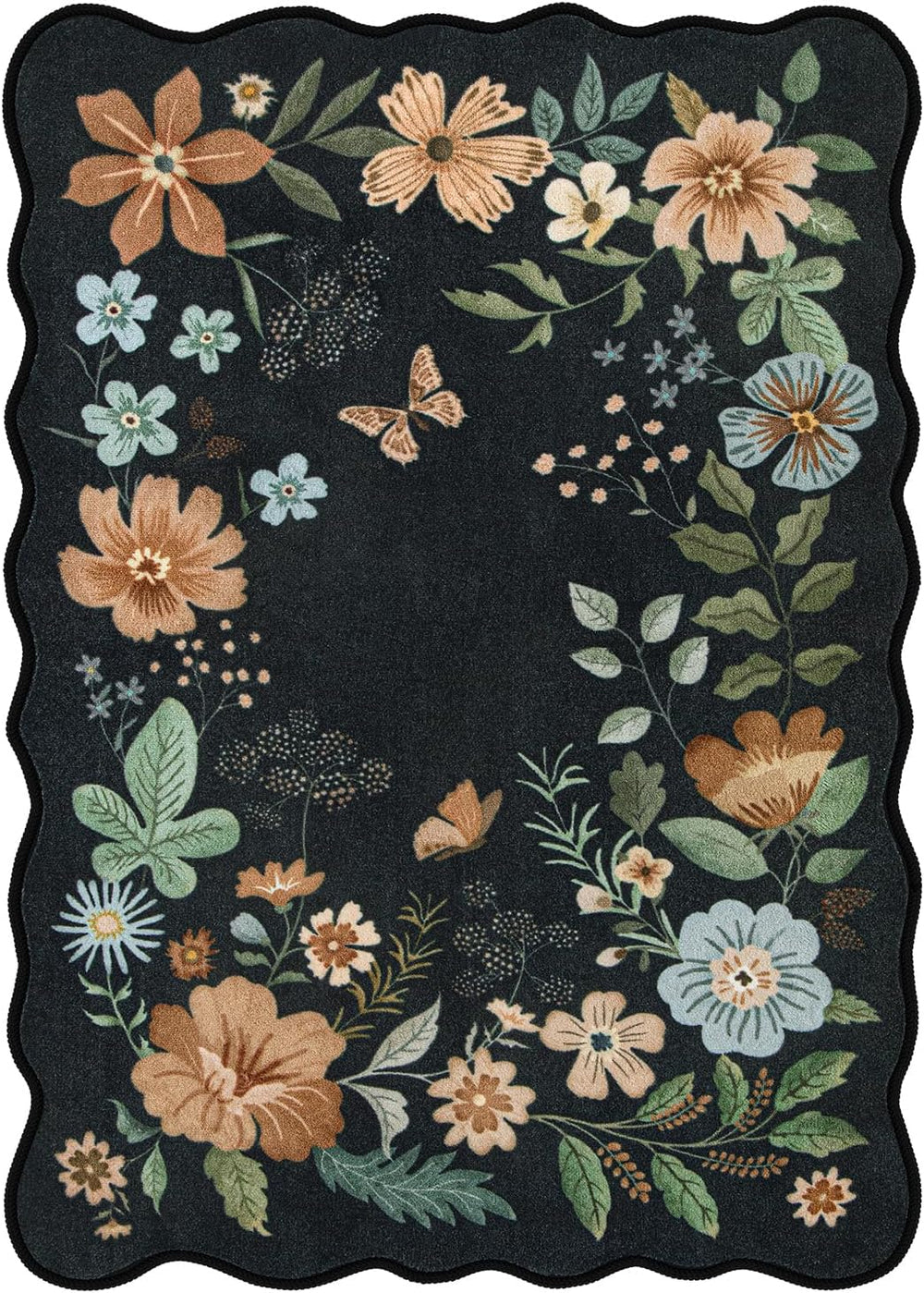 Lahome Floral Rugs for Living Room, 5x7 Area Rugs Soft Washable Bedroom Rug