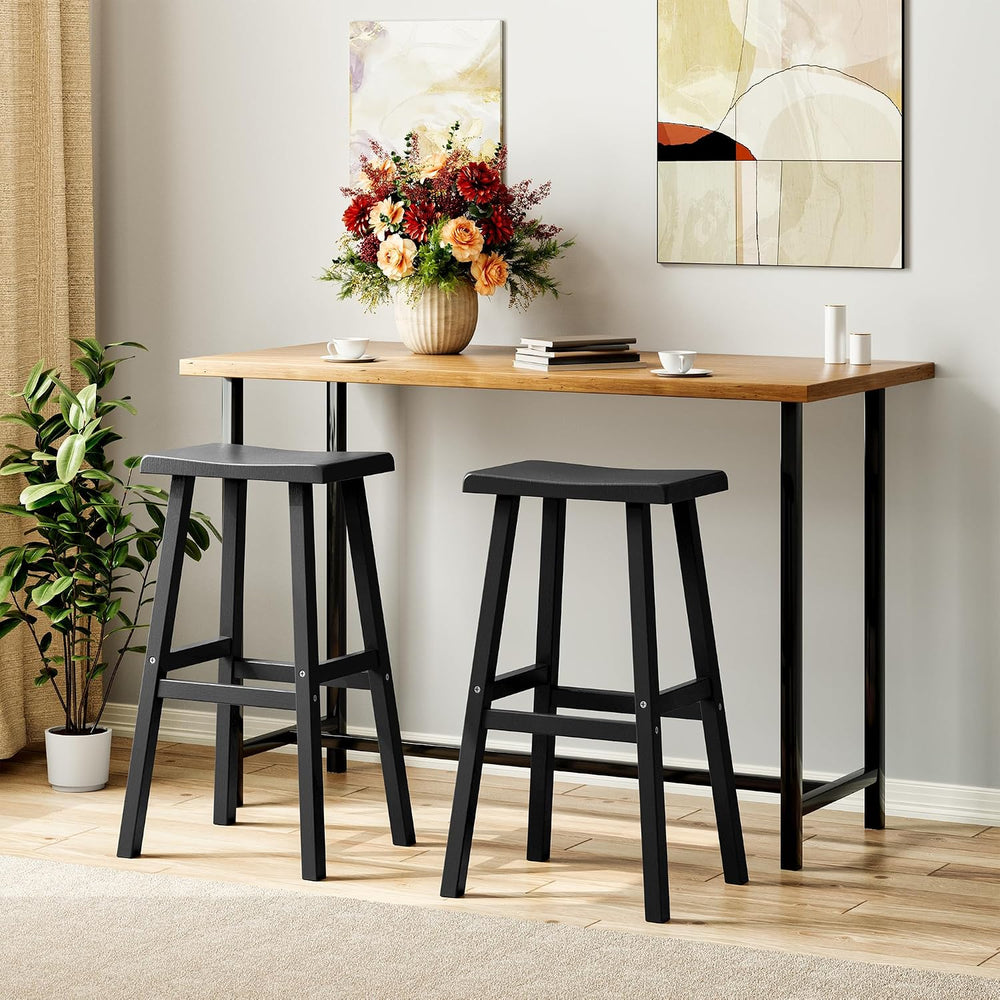 NUNU LAB Polywood Saddle-Seat Counter Height Bar Stools for Kitchen Island wi...