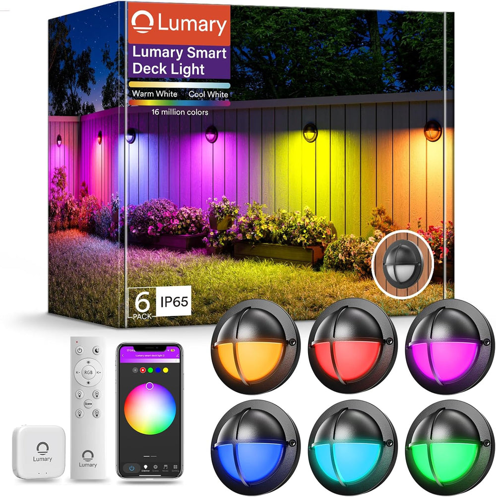 Lumary Smart Low Voltage Deck Lights with Hub, IP65 Waterproof, 6 Pack