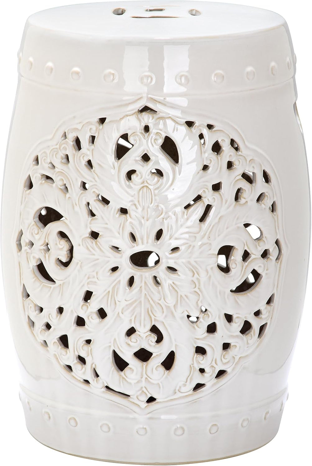 SAFAVIEH Furniture - Flora Decorative Garden Stool - Creme - Ceramic - Artisa...