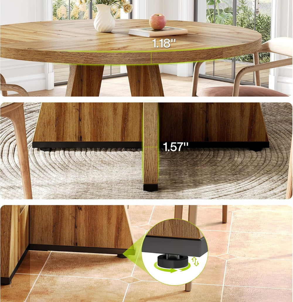 LITTLE TREE Round Dining Table for 4-6 People, 47 Inches Dining Room Table wi...