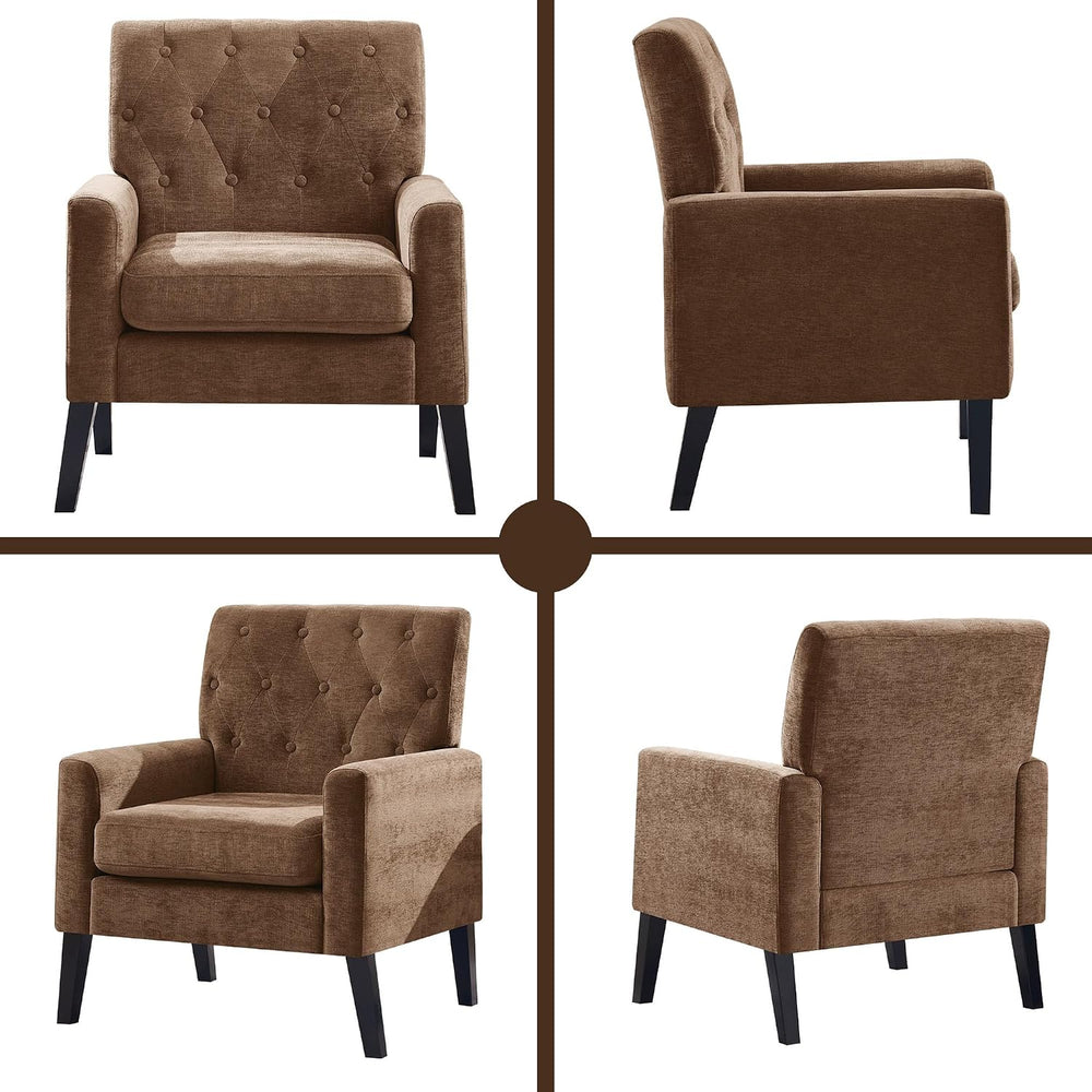 Mid Century Modern Accent Chairs, Brown Chenille Office Chair for Reception -...