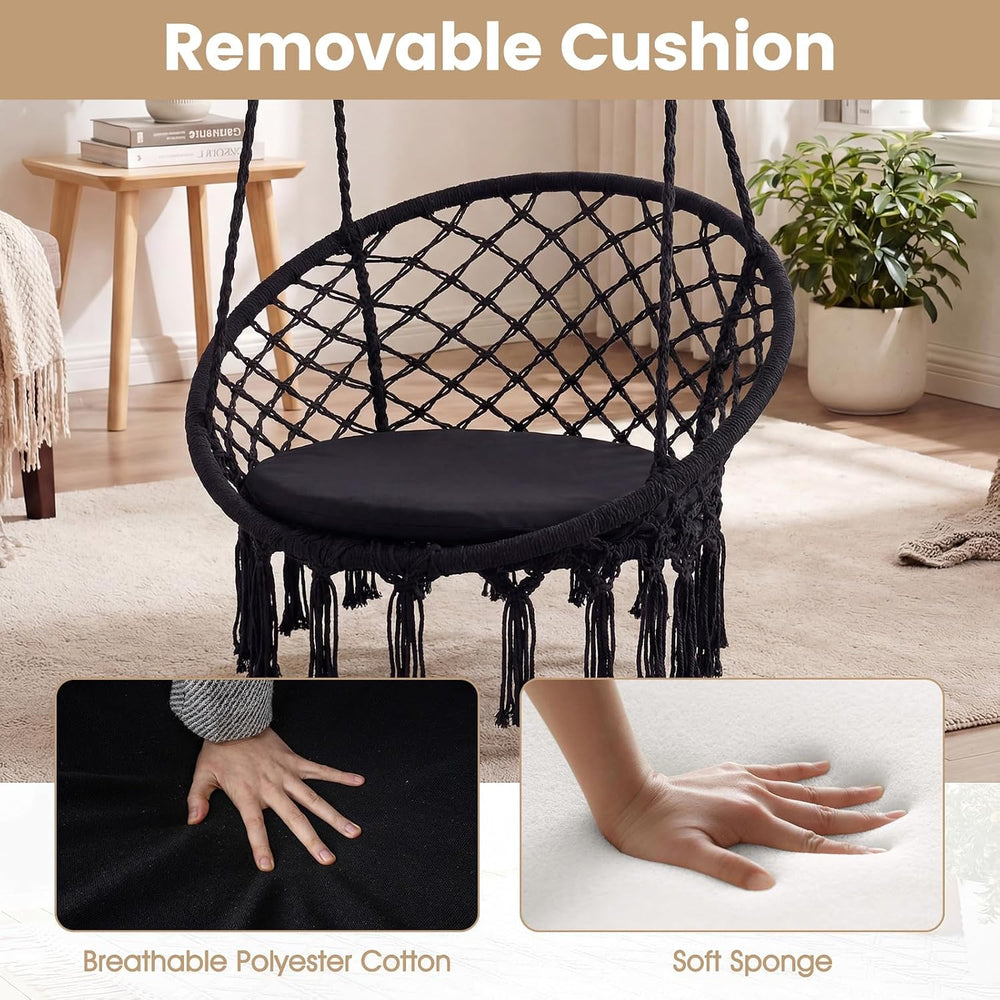 Happygrill Hammock Swing Chair with Round Seat Cushion