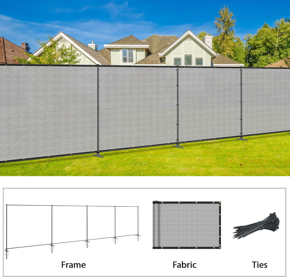SunnyRoyal 5' x 12' Privacy Fence Screen Panel with Iron Poles Freest...