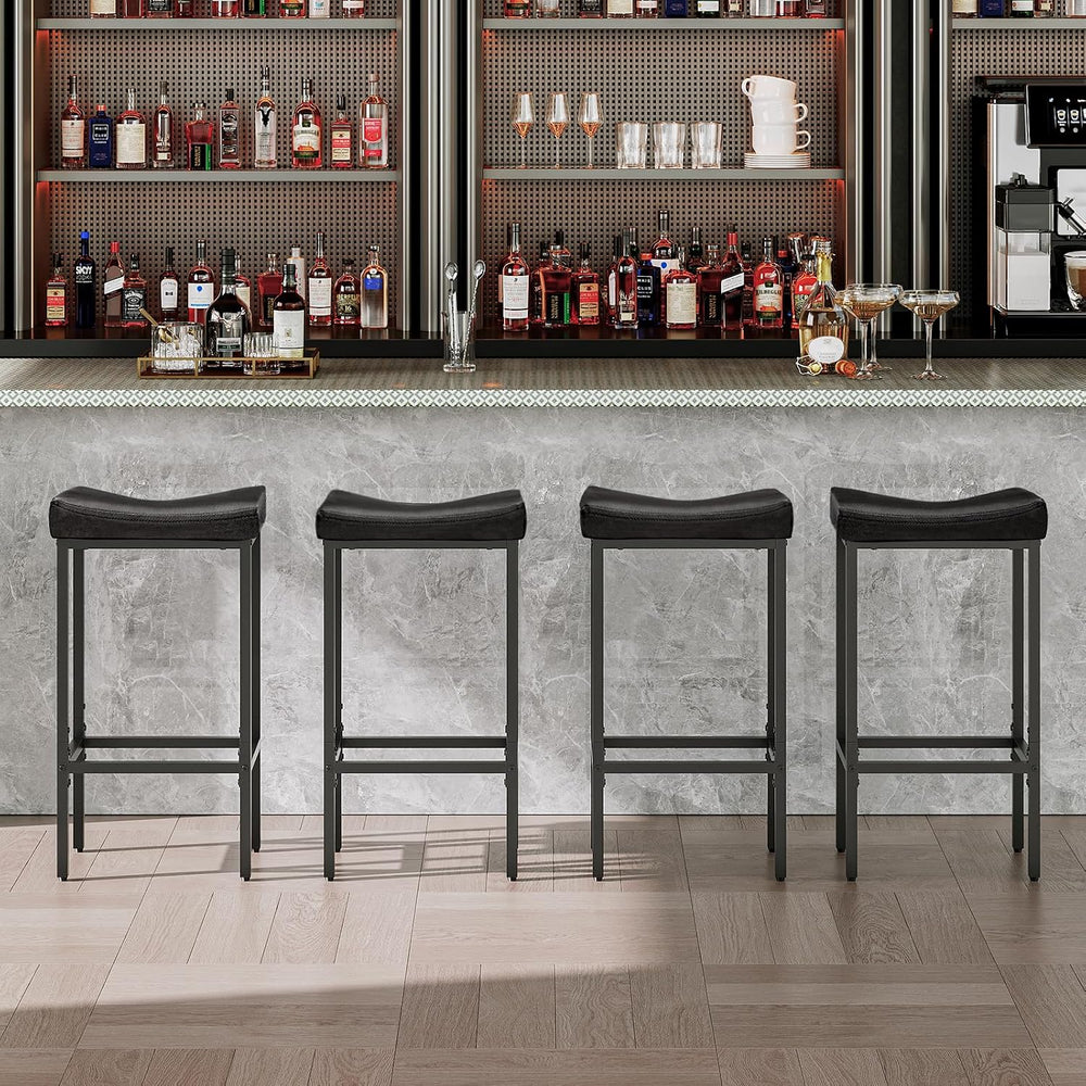 HOOBRO Bar Stools,Set of 4 Bar Chairs, Counter Height Stools, Saddle Barstool...