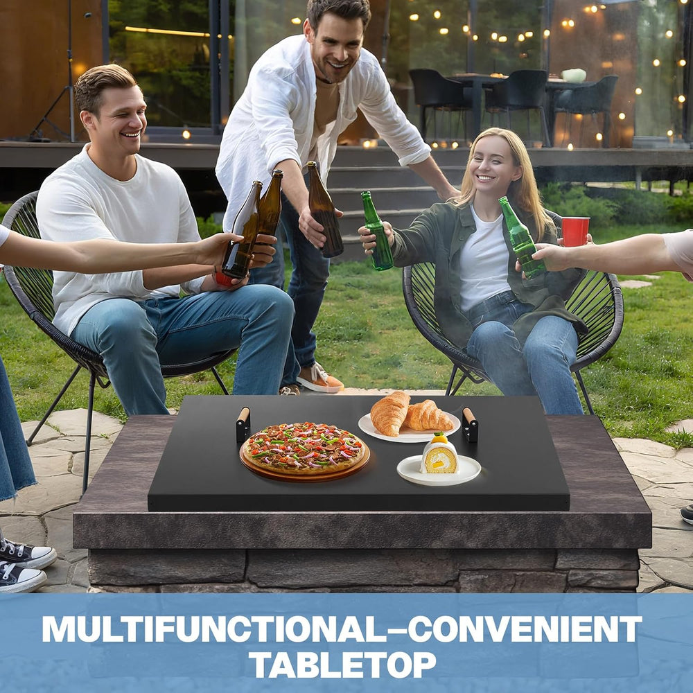 Fire Pit Lid Square 34", Heat Resistant Metal Firepit Cover