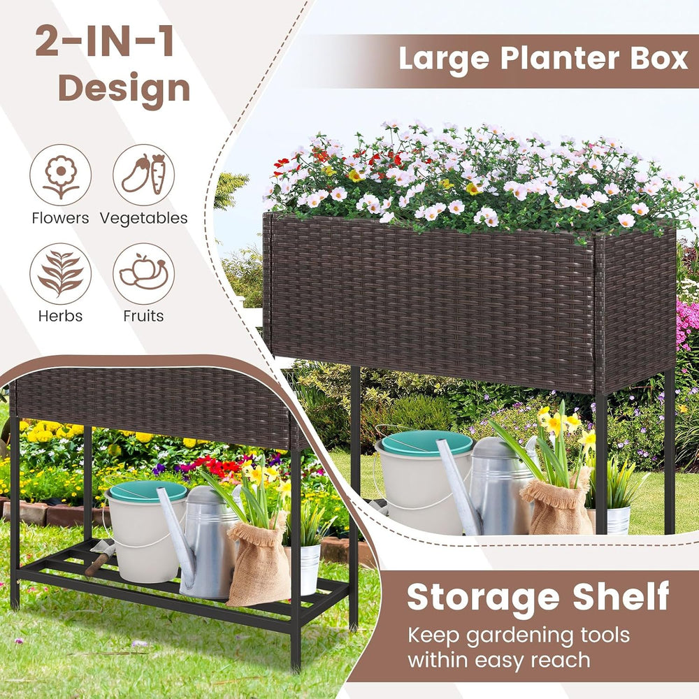 Giantex Raised Garden Bed with Legs, 28" x12" Rattan Elevated Plant...