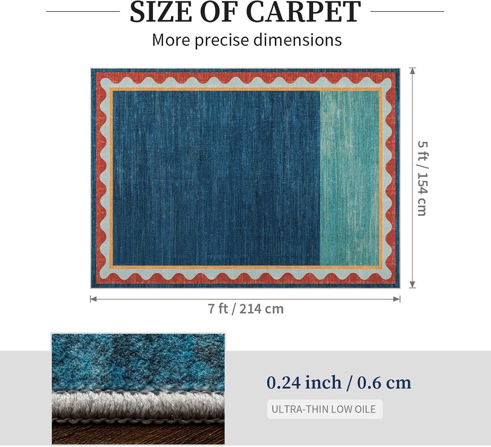 YIHOUSE Mid-Century Washed Style Area Rug 5x7 Washable Carpet for Living Room...