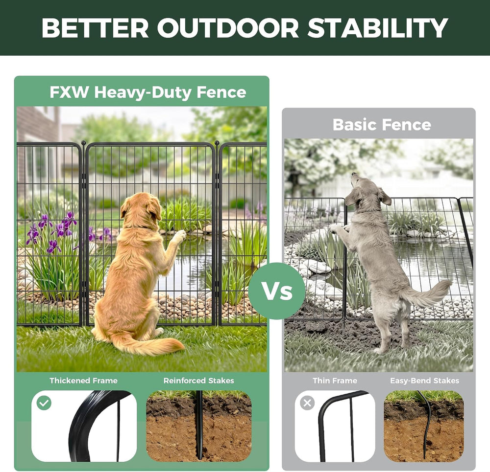 FXW No Dig Garden Fence, Outdoor for Yard, 40in(H) x 36.4ft(L), 16 Panels
