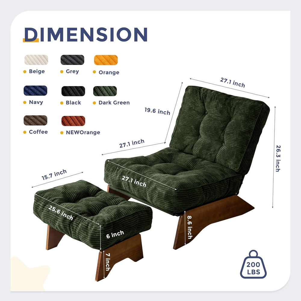 MAXYOYO Accent Chair with Ottoman, Lounge Chair with Adjustable Backrest
