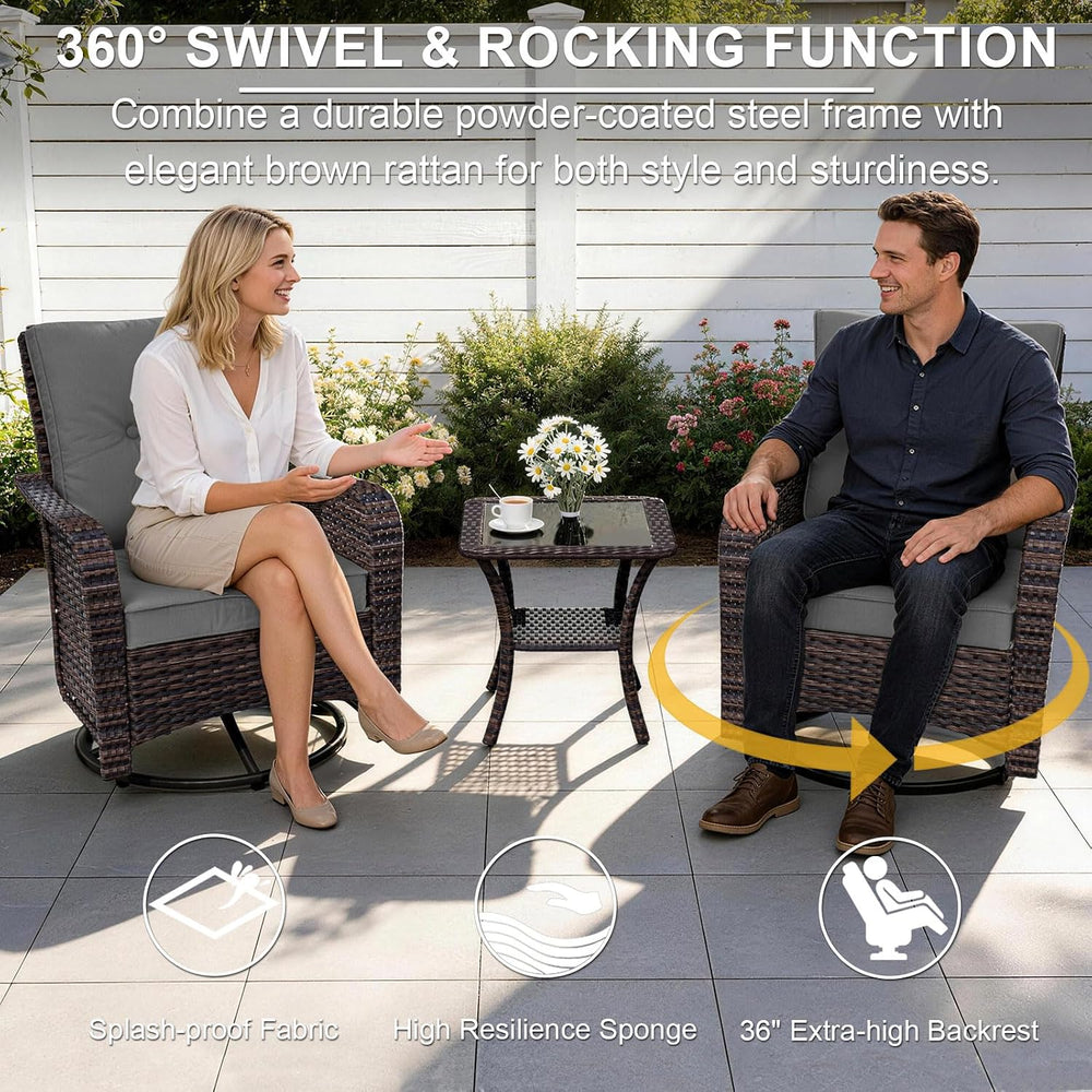 ALAULM Patio Furniture Set with 2 Swivel Chairs, Outdoor Sectional with 55000...