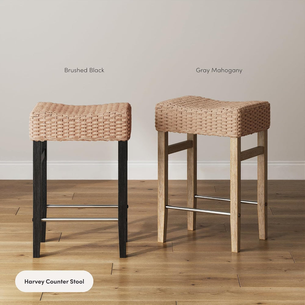Nathan James Harvey Rattan Bar Stool, Bohemian Counter Height Stool with Wove...