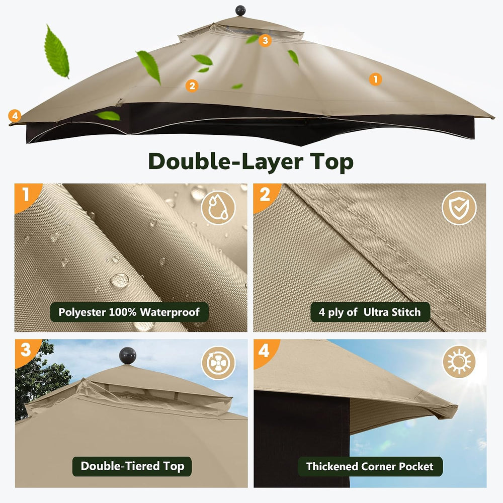 ABCCANOPY Gazebo Replacement Canopy for #GF-12S004B-1, Khaki