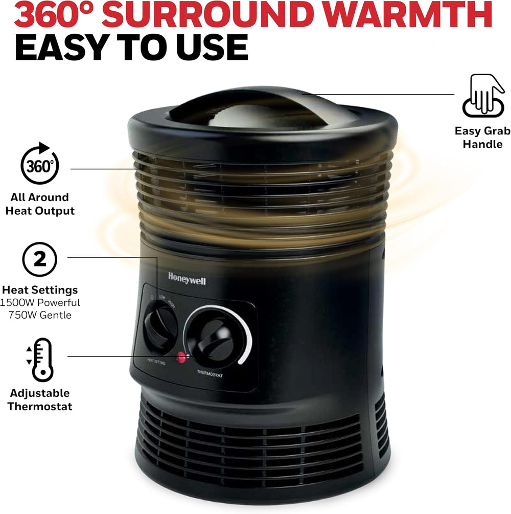 Honeywell HHF360V 360 Degree Surround Fan Forced Heater with Surround Heat Ou...