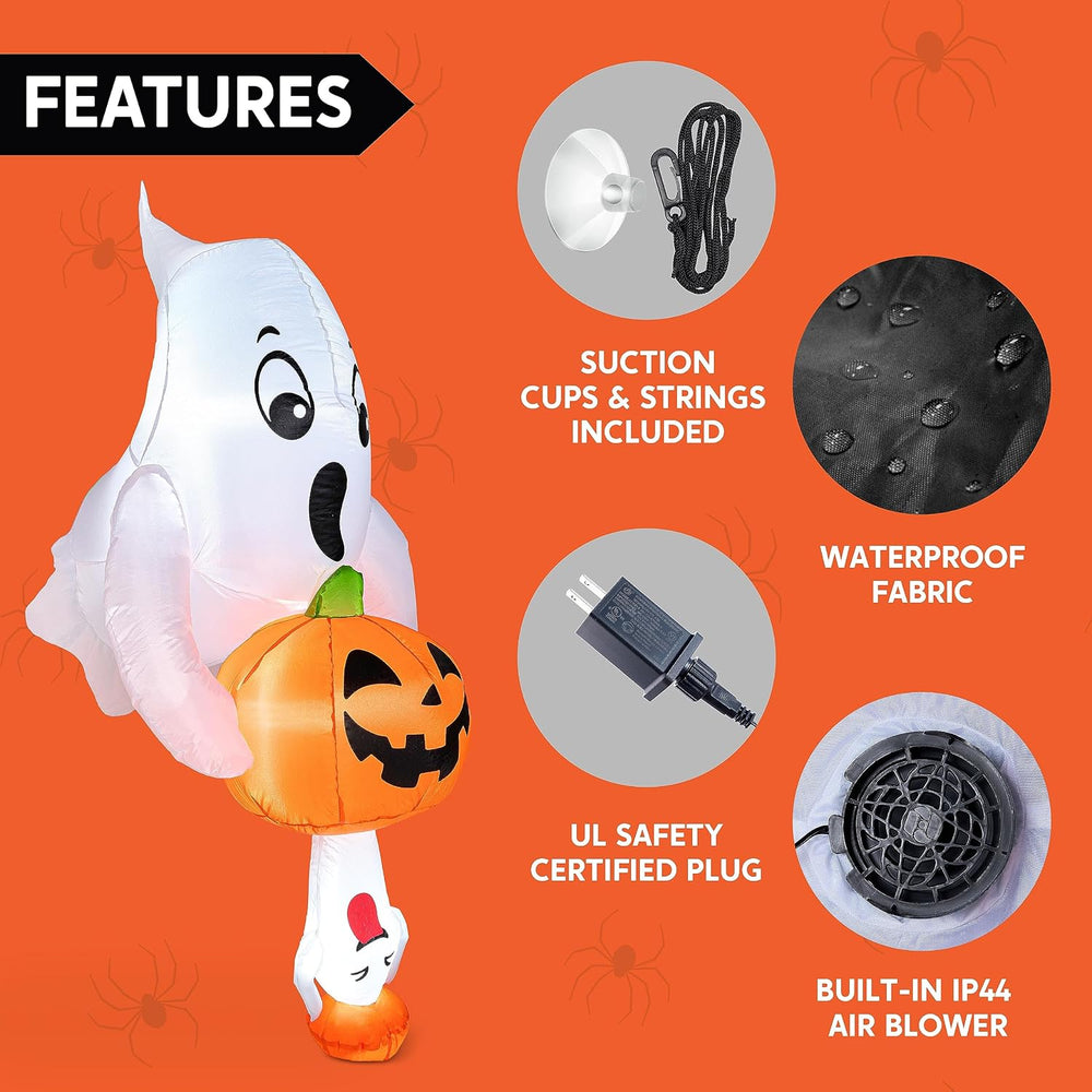 Joiedomi 6 FT Halloween Inflatable Ghost & Pumpkin, Outdoor Blow Up Windo...