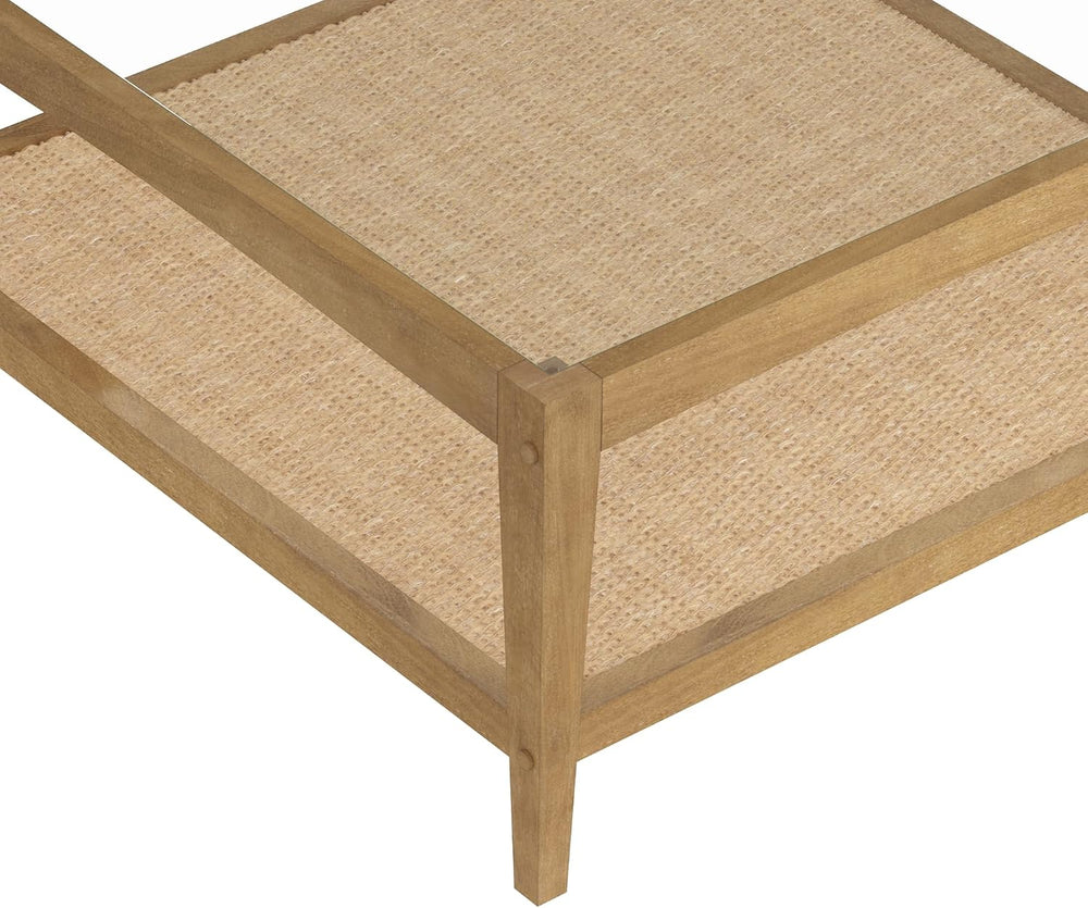 Nathan James Hayes Glass Top Coffee Table, Solid Wood Coffee Table with Glass...
