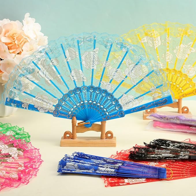 Geetery 30 Pcs Folding Hand Fan for Line Dancing Spanish Boots on the Ground ...