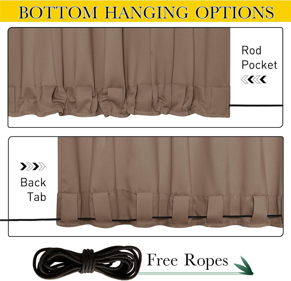 NICETOWN 2 Panels Waterproof Outdoor Curtains Fixed Pocket & Back Tab on ...