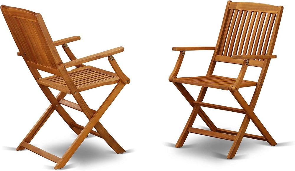East West Furniture MNCM3CANA 3 Piece Folding Patio Bistro Sets Outdoor Set C...